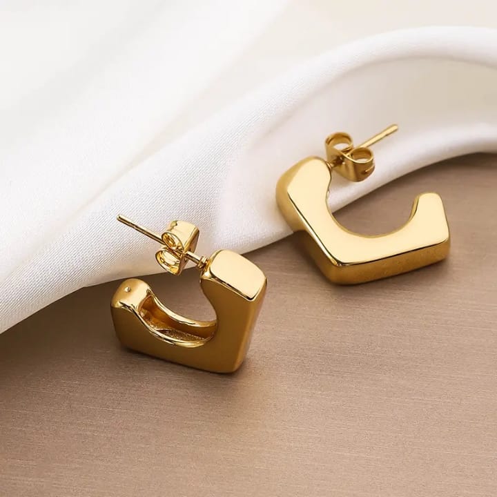 Golden Block Hoops