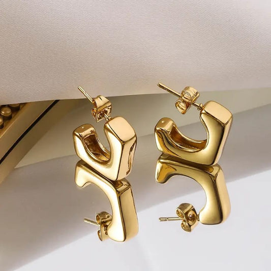 Golden Block Hoops